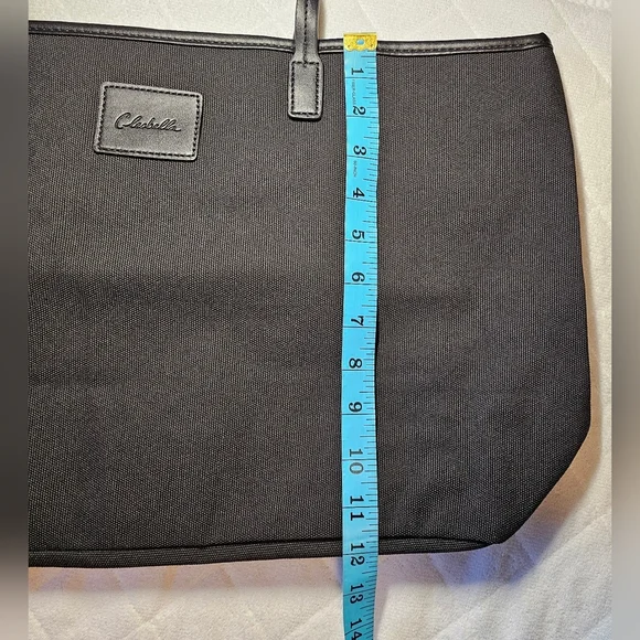 Cleobella XL Black Canvas Tote Zipper Closure Vegan Leather Strap - Picture 13 of 15